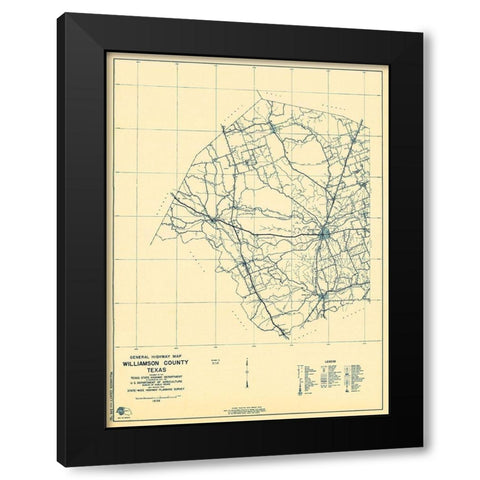 Williamson Texas 1 of 2 - Highway Dept 1936 Black Modern Wood Framed Art Print with Double Matting by Highway Dept