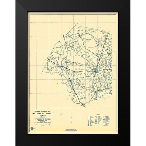 Williamson Texas 1 of 2 - Highway Dept 1936 Black Modern Wood Framed Art Print by Highway Dept