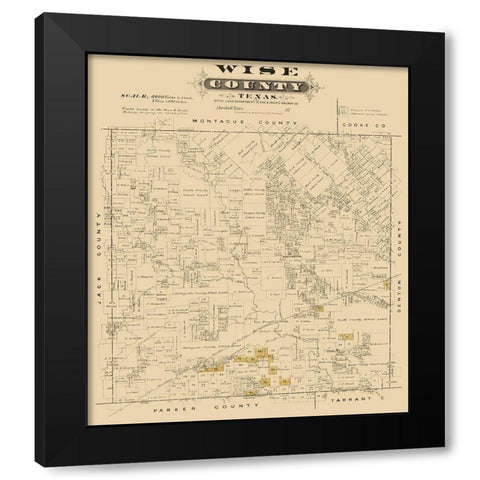 Wise County Texas - Gast 1870 Black Modern Wood Framed Art Print with Double Matting by Gast