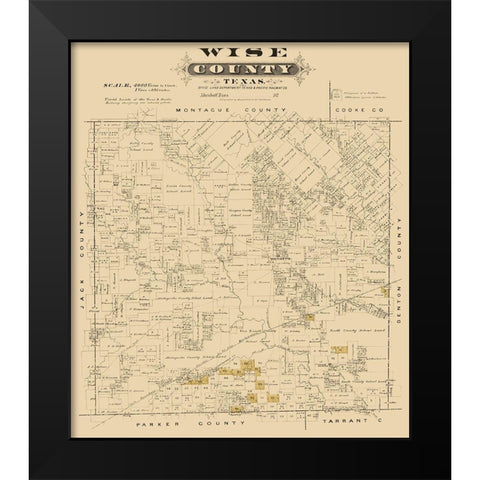 Wise County Texas - Gast 1870 Black Modern Wood Framed Art Print by Gast
