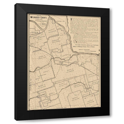 Wilbarger County Texas - Nabers 1887 Black Modern Wood Framed Art Print with Double Matting by Nabers