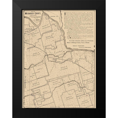 Wilbarger County Texas - Nabers 1887 Black Modern Wood Framed Art Print by Nabers