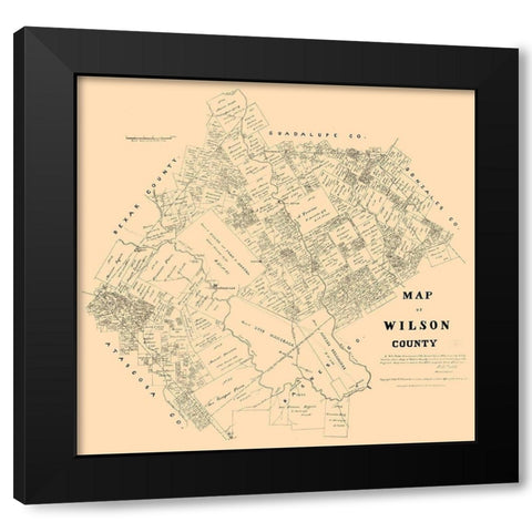 Wilson County Texas - Walsh 1879 Black Modern Wood Framed Art Print with Double Matting by Walsh