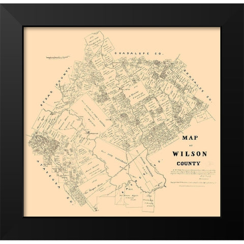 Wilson County Texas - Walsh 1879 Black Modern Wood Framed Art Print by Walsh