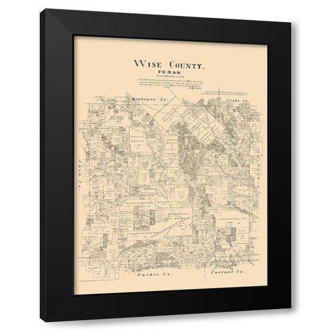 Wise County Texas - Walsh 1879 Black Modern Wood Framed Art Print with Double Matting by Walsh