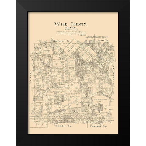 Wise County Texas - Walsh 1879 Black Modern Wood Framed Art Print by Walsh