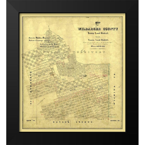Wilbarger County Texas - Rosenberg 1859 Black Modern Wood Framed Art Print by Rosenberg