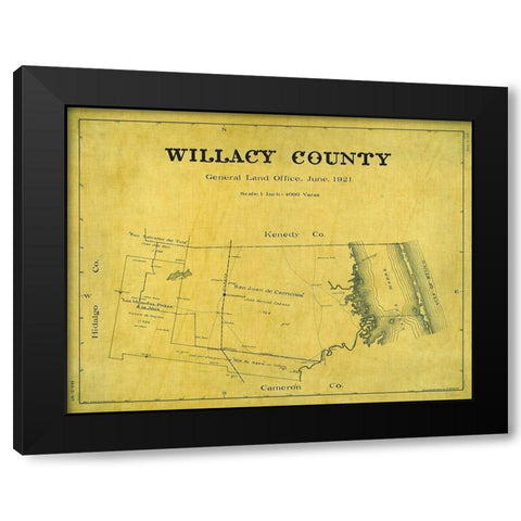 Willacy County Texas - Giles 1921 Black Modern Wood Framed Art Print by Giles