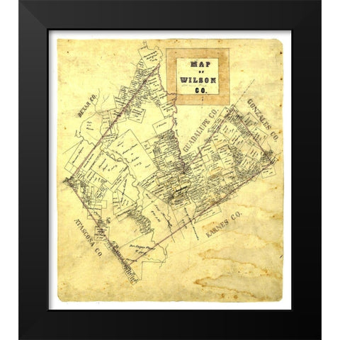 Wilson County Texas -1840 Black Modern Wood Framed Art Print by Unknown