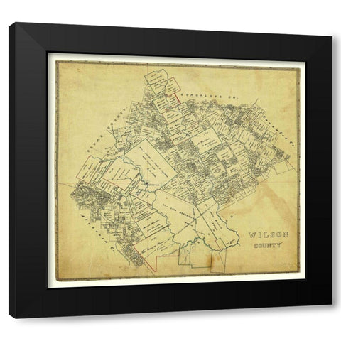 Wilson County Texas -1880 Black Modern Wood Framed Art Print with Double Matting by Unknown