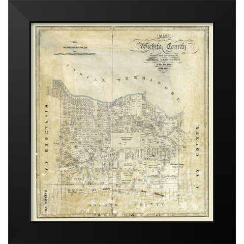 Wichita County Texas - Bean 1874 Black Modern Wood Framed Art Print by Bean
