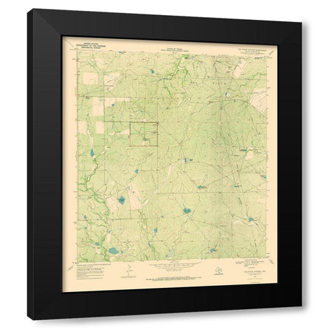 White Kitchen Texas Quad - USGS 1969 Black Modern Wood Framed Art Print by USGS