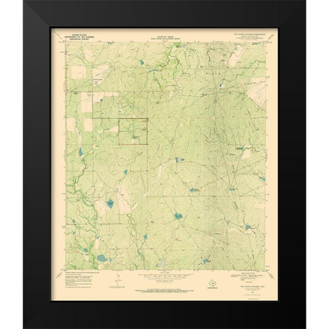White Kitchen Texas Quad - USGS 1969 Black Modern Wood Framed Art Print by USGS