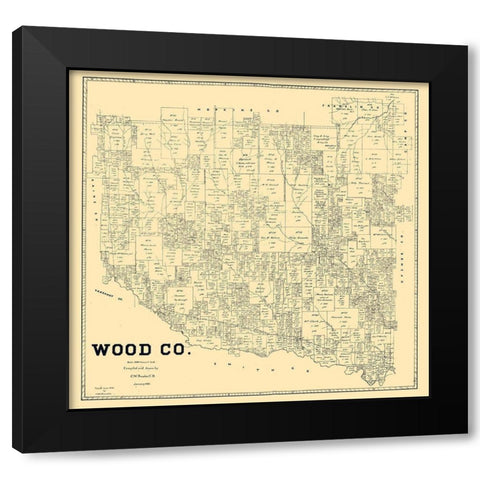 Wood County Texas - Pressler 1895 Black Modern Wood Framed Art Print with Double Matting by Pressler