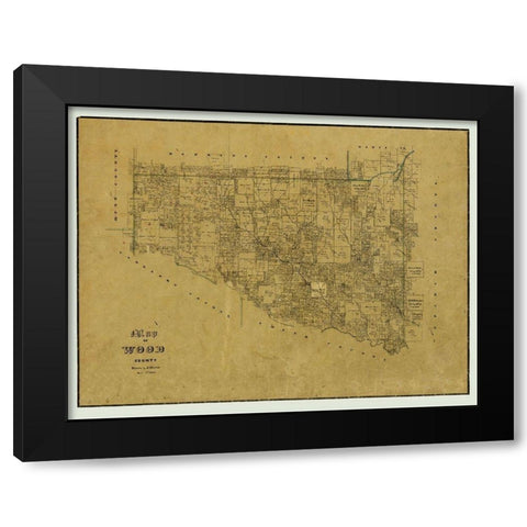 Wood County Texas - Browne 1857 Black Modern Wood Framed Art Print with Double Matting by Browne