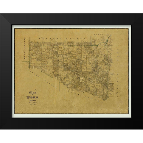 Wood County Texas - Browne 1857 Black Modern Wood Framed Art Print by Browne