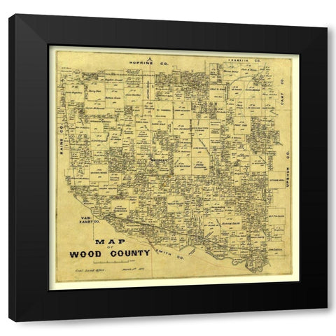 Wood County Texas -1877 Black Modern Wood Framed Art Print by Unknown
