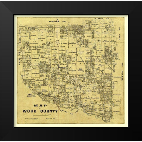 Wood County Texas -1877 Black Modern Wood Framed Art Print by Unknown