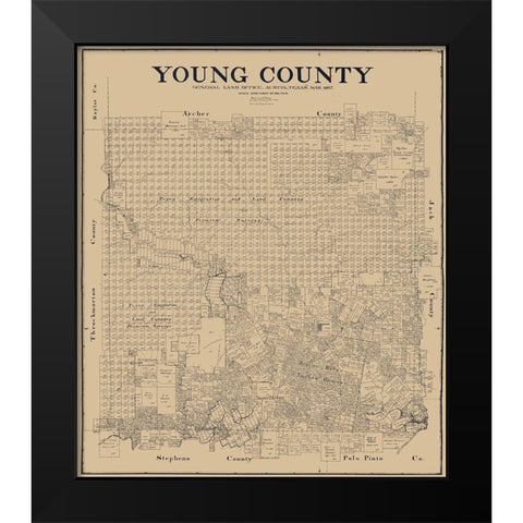 Young County Texas - Clark 1897 Black Modern Wood Framed Art Print by Clark
