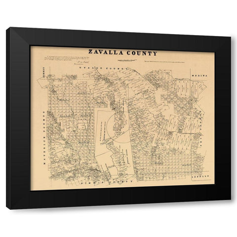 Zavalla County Texas - Walsh 1879 Black Modern Wood Framed Art Print by Walsh