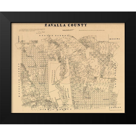 Zavalla County Texas - Walsh 1879 Black Modern Wood Framed Art Print by Walsh