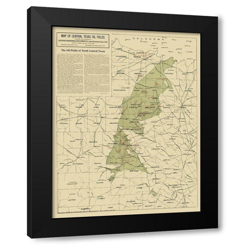Texas Central Oil Fields - 1918 Black Modern Wood Framed Art Print with Double Matting by Southern Engineering and Development Co