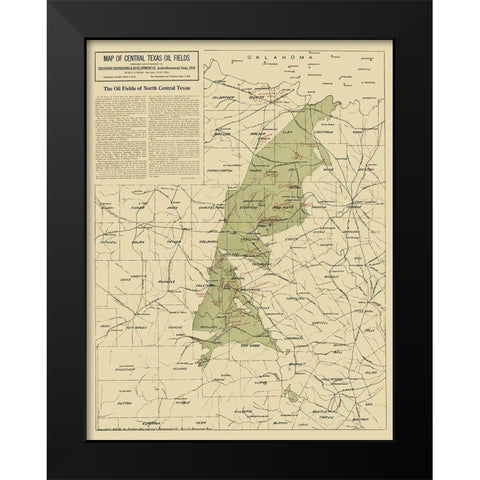 Texas Central Oil Fields - 1918 Black Modern Wood Framed Art Print by Southern Engineering and Development Co