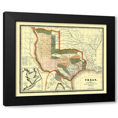 Texas - Burr 1835 Black Modern Wood Framed Art Print with Double Matting by Burr