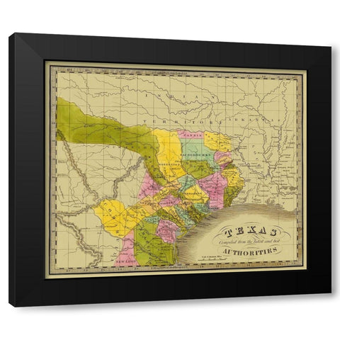 Texas - Greenleaf 1840 Black Modern Wood Framed Art Print with Double Matting by Greenleaf