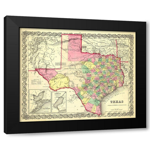 Texas - Colton 1856 Black Modern Wood Framed Art Print by Colton