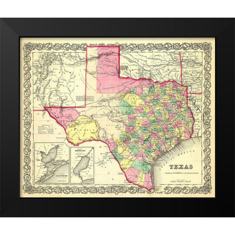 Texas - Colton 1856 Black Modern Wood Framed Art Print by Colton
