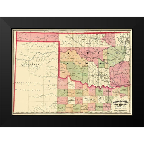 Indian Territory, North West Texas 1874 Black Modern Wood Framed Art Print by Asher