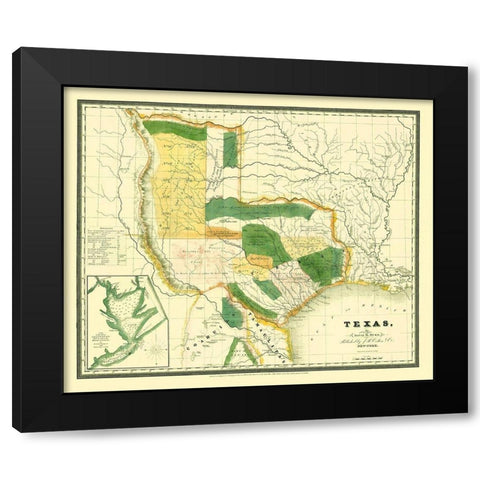 Texas - Burr 1834 Black Modern Wood Framed Art Print with Double Matting by Burr