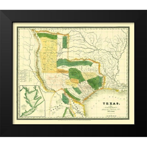 Texas - Burr 1834 Black Modern Wood Framed Art Print by Burr