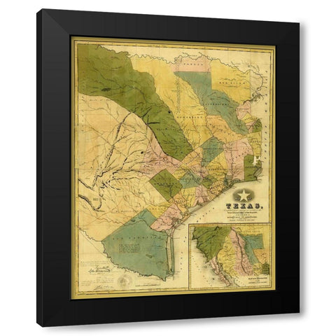 Texas - Colton 1839 Black Modern Wood Framed Art Print by Colton