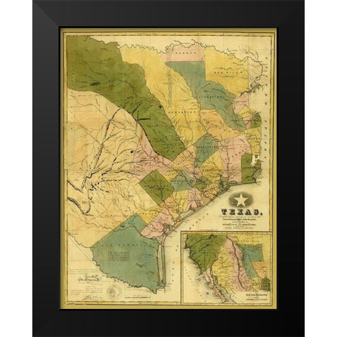 Texas - Colton 1839 Black Modern Wood Framed Art Print by Colton