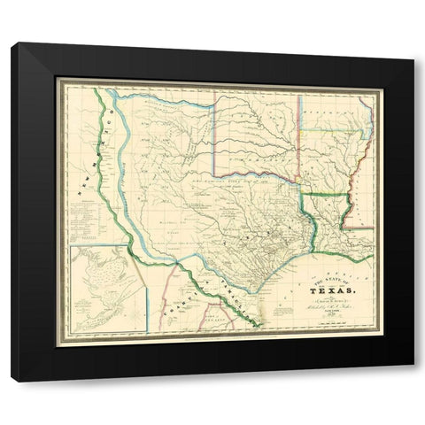 Texas - Burr 1846 Black Modern Wood Framed Art Print with Double Matting by Burr