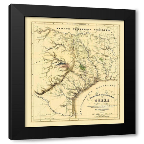 Texas showing the Alamo - Roemer 1849 Black Modern Wood Framed Art Print with Double Matting by Roemer