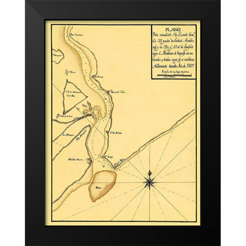 Mouth of The Rio Grande - 1767 Black Modern Wood Framed Art Print by Unknown