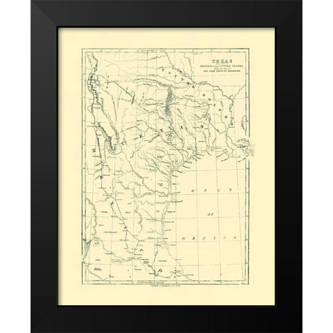 Texas, Route of 1st Santa Fe Express - Harper 1844 Black Modern Wood Framed Art Print by Harper