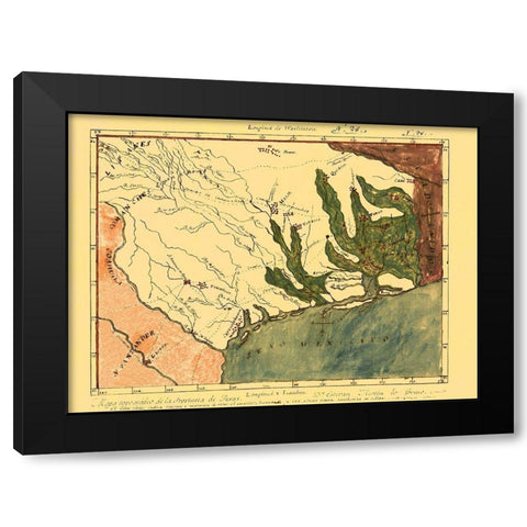 Province of Mexican Texas - 1820 Black Modern Wood Framed Art Print with Double Matting by Unknown