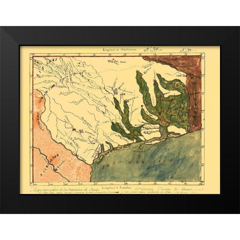 Province of Mexican Texas - 1820 Black Modern Wood Framed Art Print by Unknown