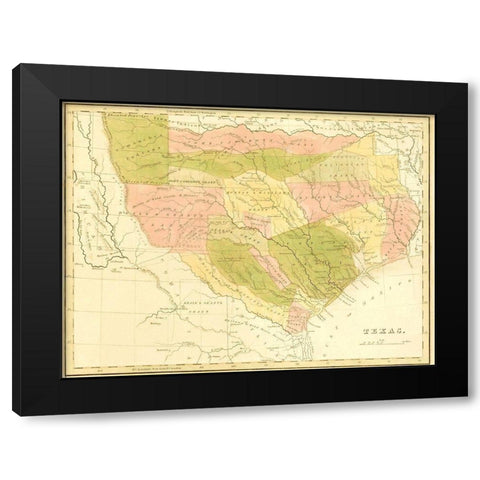 Texas with Grants and Indian Territory - 1819 Black Modern Wood Framed Art Print with Double Matting by Unknown