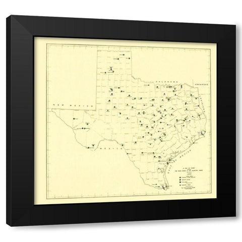 Texas State and Municipal Parks 1936 Black Modern Wood Framed Art Print with Double Matting by Texas Planning Board