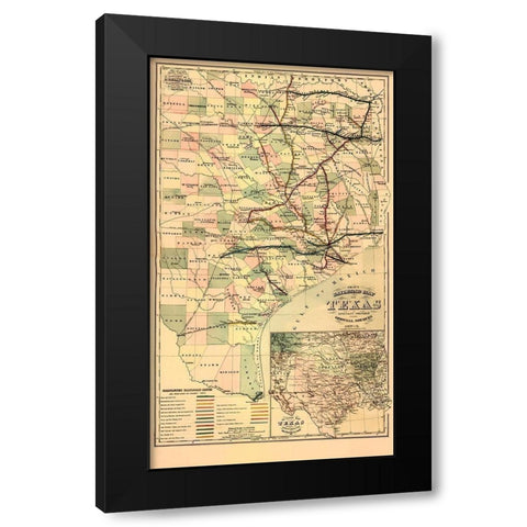 GrayS Railroad Map - 1877 Black Modern Wood Framed Art Print with Double Matting by Unknown