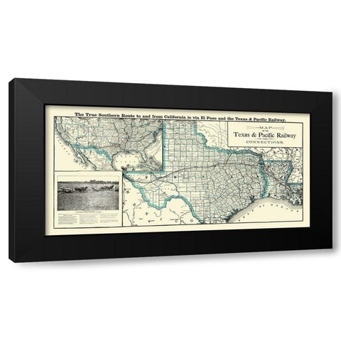 Texas and Pacific Railway with Connections 1903 Black Modern Wood Framed Art Print with Double Matting by Woodward