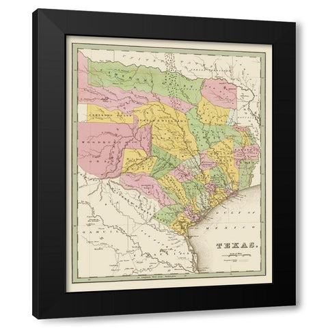 Texas Eastern Landowner Grants - Bradford 1838 Black Modern Wood Framed Art Print by Bradford