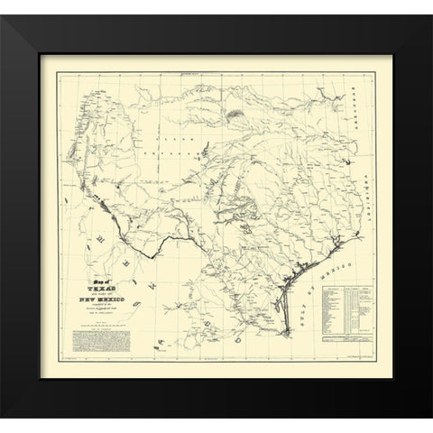 Texas, Eastern New Mexico - Dunnovant 1857 Black Modern Wood Framed Art Print by Dunnovant