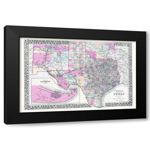 Texas, New Mexico and Indian Territory Black Modern Wood Framed Art Print by Gamble
