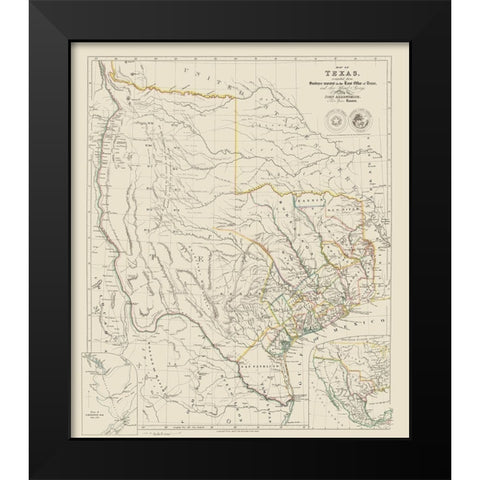 Texas and Surrounding Territories - Arrowsmith Black Modern Wood Framed Art Print by Arrowsmith